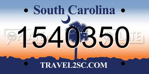 1540350 South Carolina License Plate