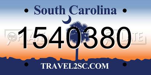 1540380 South Carolina License Plate