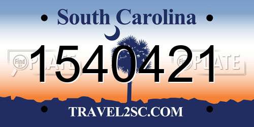 1540421 South Carolina License Plate