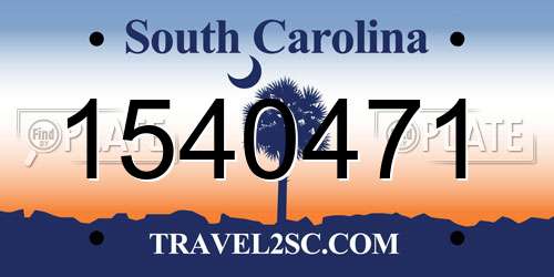 1540471 South Carolina License Plate