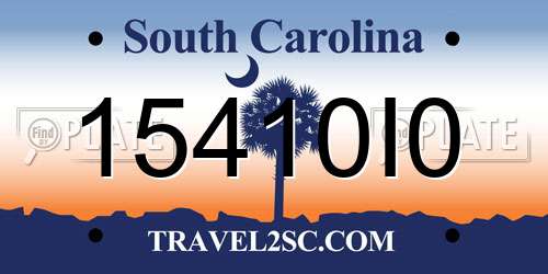 15410I0 South Carolina License Plate