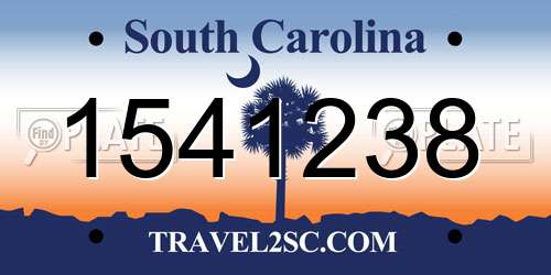 1541238 South Carolina License Plate