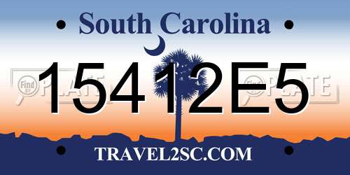 15412E5 South Carolina License Plate