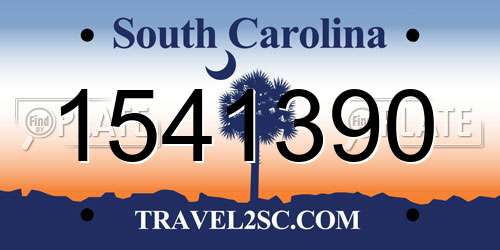 1541390 South Carolina License Plate