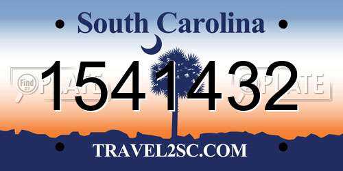 1541432 South Carolina License Plate
