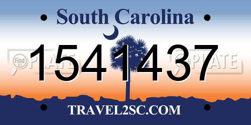 1541437 South Carolina License Plate