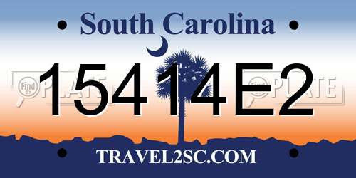15414E2 South Carolina License Plate