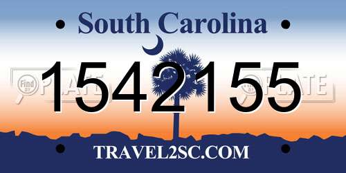 1542155 South Carolina License Plate
