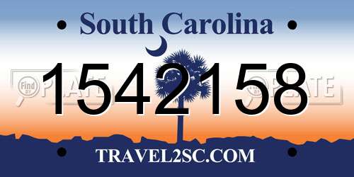 1542158 South Carolina License Plate