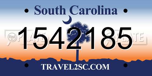 1542185 South Carolina License Plate