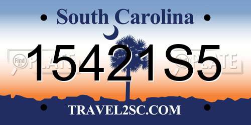 15421S5 South Carolina License Plate