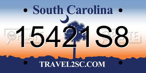 15421S8 South Carolina License Plate