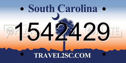 1542429 South Carolina License Plate