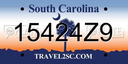 15424Z9 South Carolina License Plate