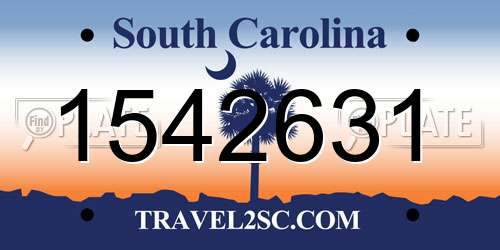 1542631 South Carolina License Plate