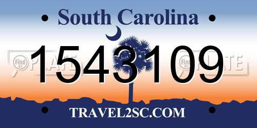 1543109 South Carolina License Plate