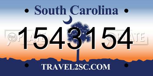 1543154 South Carolina License Plate