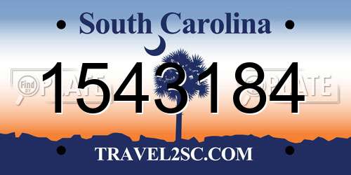 1543184 South Carolina License Plate
