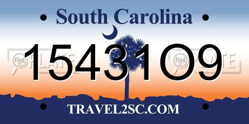 15431O9 South Carolina License Plate