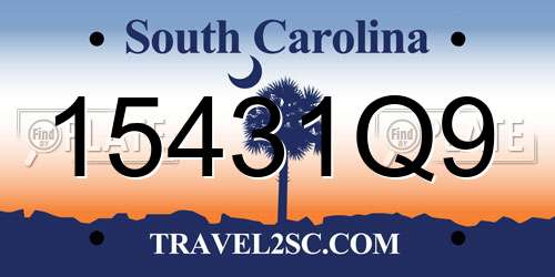 15431Q9 South Carolina License Plate