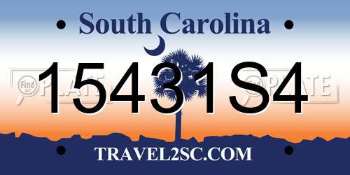 15431S4 South Carolina License Plate
