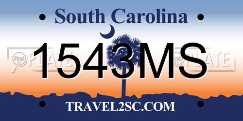1543MS South Carolina License Plate