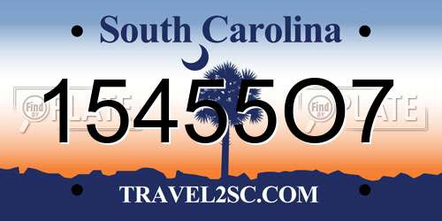 15455O7 South Carolina License Plate