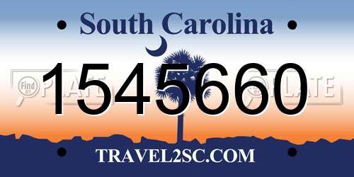 1545660 South Carolina License Plate
