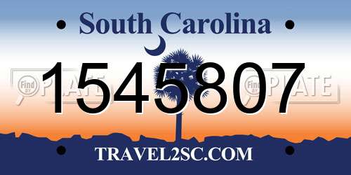 1545807 South Carolina License Plate