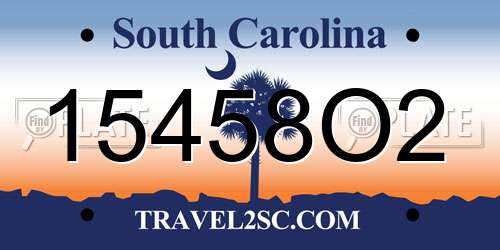15458O2 South Carolina License Plate