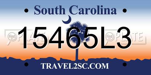 15465L3 South Carolina License Plate