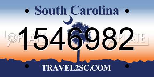 1546982 South Carolina License Plate
