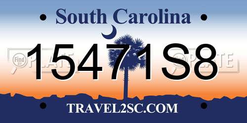 15471S8 South Carolina License Plate