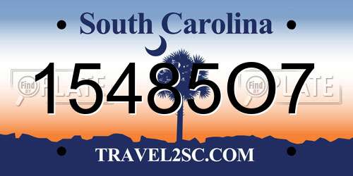15485O7 South Carolina License Plate