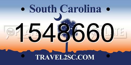 1548660 South Carolina License Plate