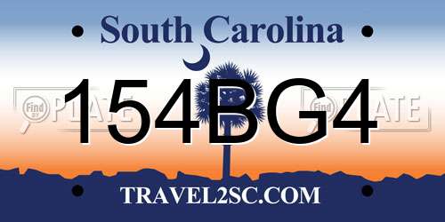 154BG4 South Carolina License Plate