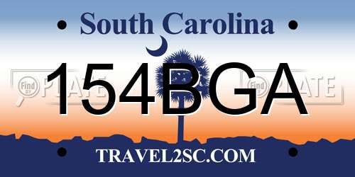154BGA South Carolina License Plate