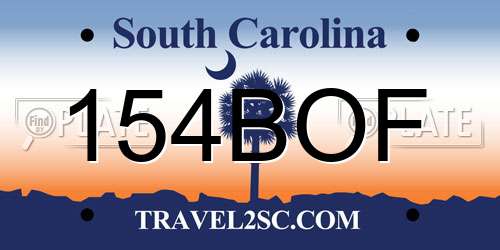 154BOF South Carolina License Plate