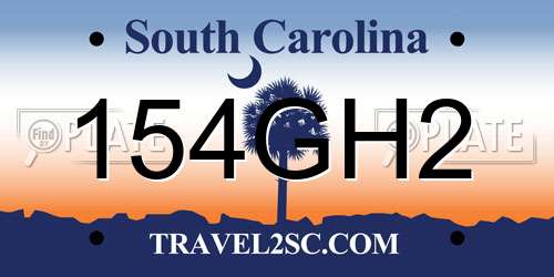 154GH2 South Carolina License Plate