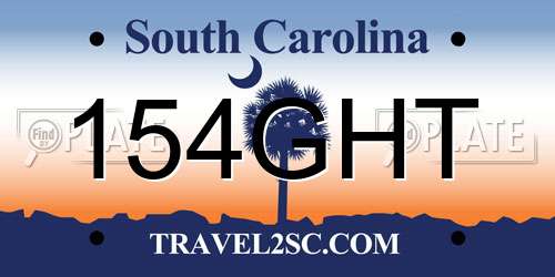 154GHT South Carolina License Plate