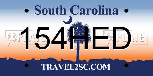 154HED South Carolina License Plate