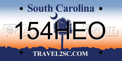 154HEO South Carolina License Plate