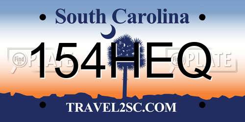 154HEQ South Carolina License Plate