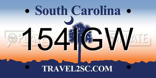 154IGW South Carolina License Plate