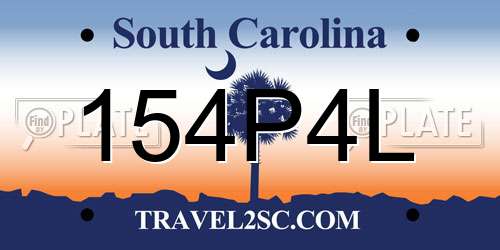 154P4L South Carolina License Plate