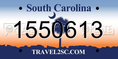 1550613 South Carolina License Plate