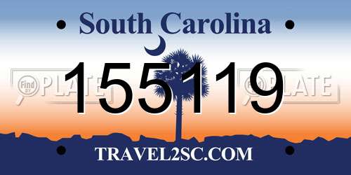 155119 South Carolina License Plate