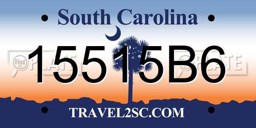 15515B6 South Carolina License Plate