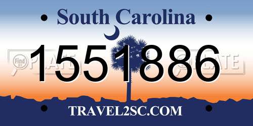 1551886 South Carolina License Plate