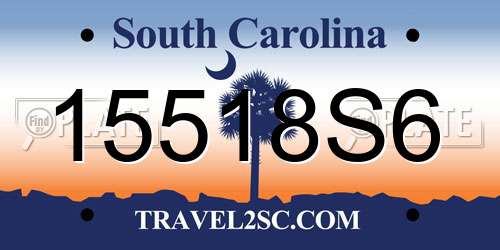 15518S6 South Carolina License Plate